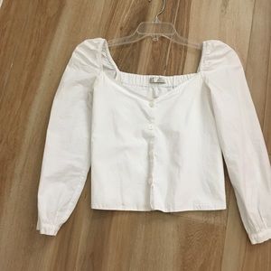 Zara White Poplin Top